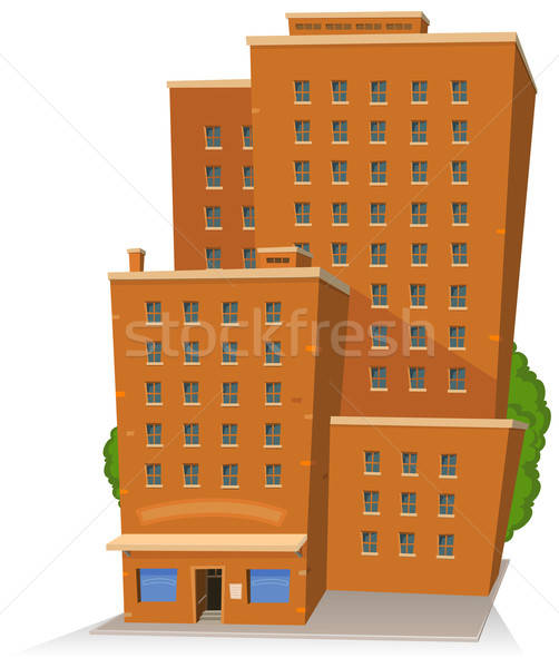 Cartoon duży budynku ilustracja wysoki Windows Zdjęcia stock © benchart