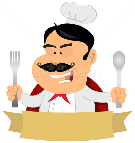 Franceza bucătar-şef steag ilustrare desen animat Imagine de stoc © benchart