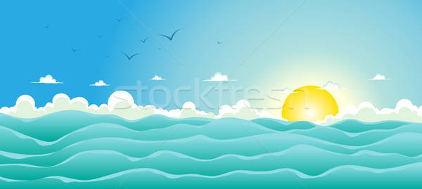 Zomer oceaan illustratie cartoon breed voorjaar Stockfoto © benchart