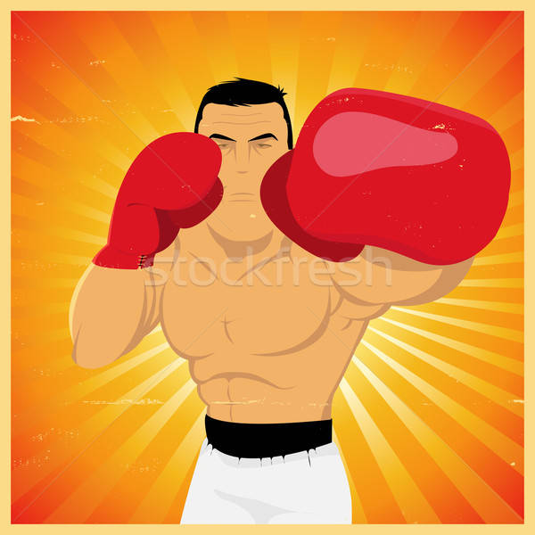 Left Jab - Grunge Boxer Poster Stock photo © benchart