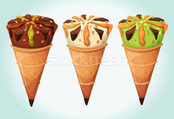 Clássico sorvete conjunto ilustração apetitoso desenho animado Foto stock © benchart