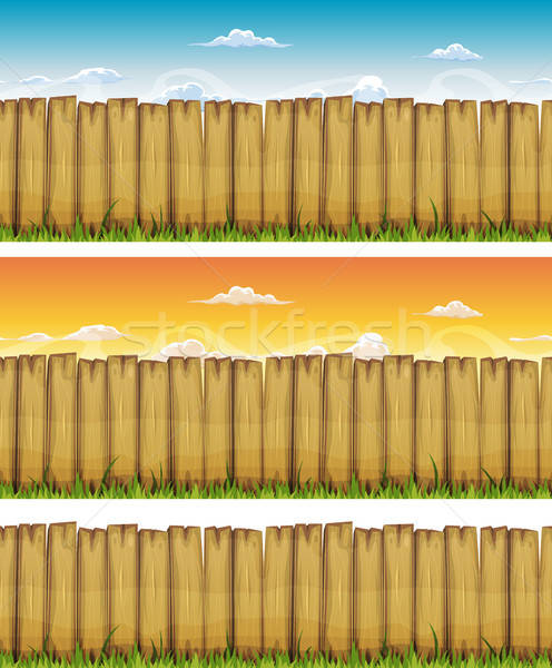 Stock photo: Seamless Spring Or Summer Wood Fence