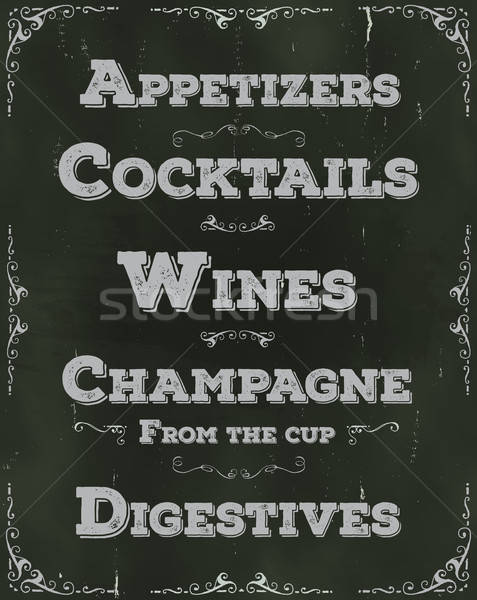 ресторан напитки напиток иллюстрация рисованной плакат Сток-фото © benchart