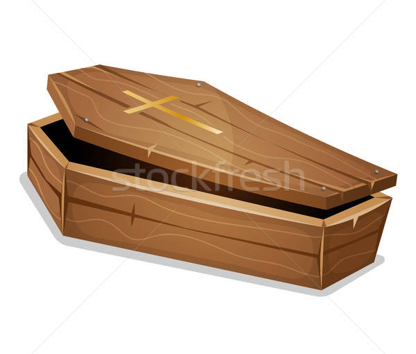 Wood Coffin With Christian Cross Stock photo © benchart
