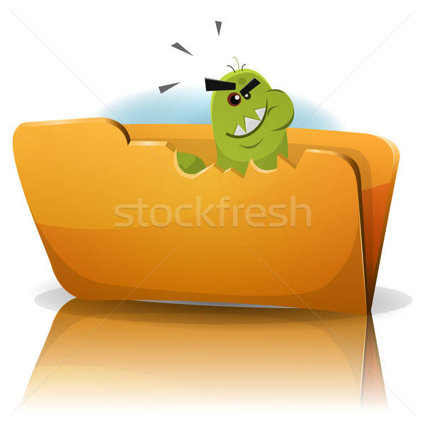 Trojański wirusa jedzenie folderze ilustracja funny Zdjęcia stock © benchart