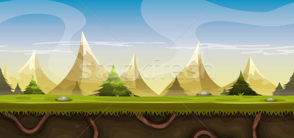 Fara sudura munţi peisaj joc ui ilustrare Imagine de stoc © benchart