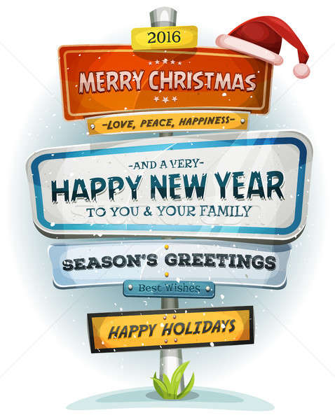 Merry Christmas And Happy New Year On Urban Signpost Stock photo © benchart