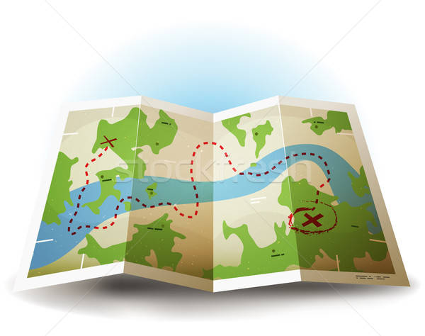 Cartoon Grunge Earth Map Icon Stock photo © benchart
