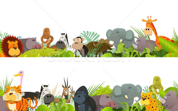 Naadloos wild afrikaanse dieren illustratie cute Stockfoto © benchart