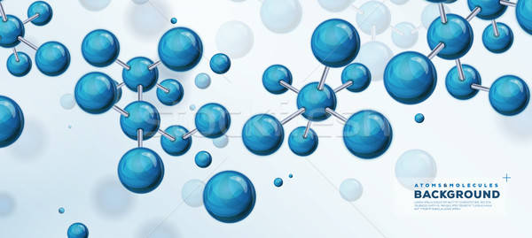 Moleküle breite Illustration Wissenschaft blau Atom Stock foto © benchart