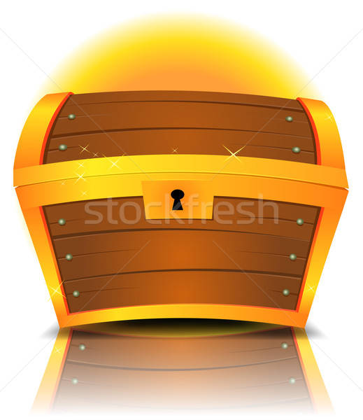 Gesloten cartoon schatkist illustratie goud hout Stockfoto © benchart