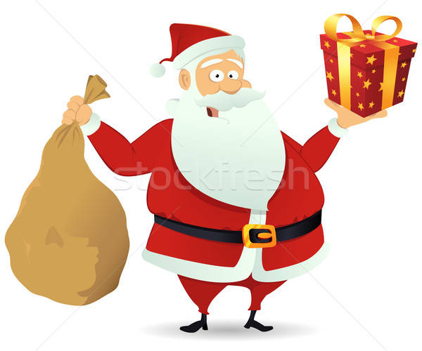 Foto stock: Entrega · ilustración · papá · noel · caja · de · regalo