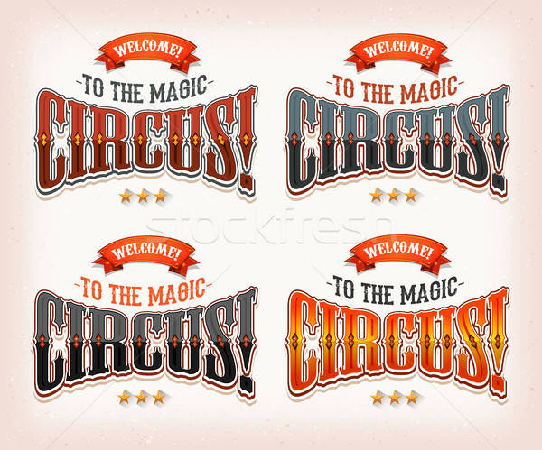 Retro circus banners illustratie ingesteld welkom Stockfoto © benchart