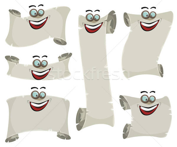 Parchment Scroll And Banners Characters Set Stock photo © benchart