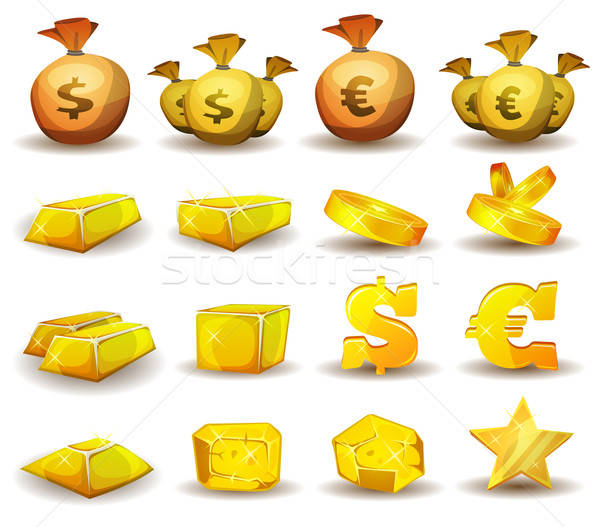 Gold Credit, Money, Coins Set For Game Interface Stock photo © benchart