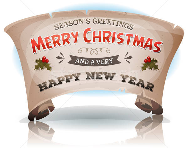 Happy New Year And Merry Christmas On Parchment Scroll Stock photo © benchart