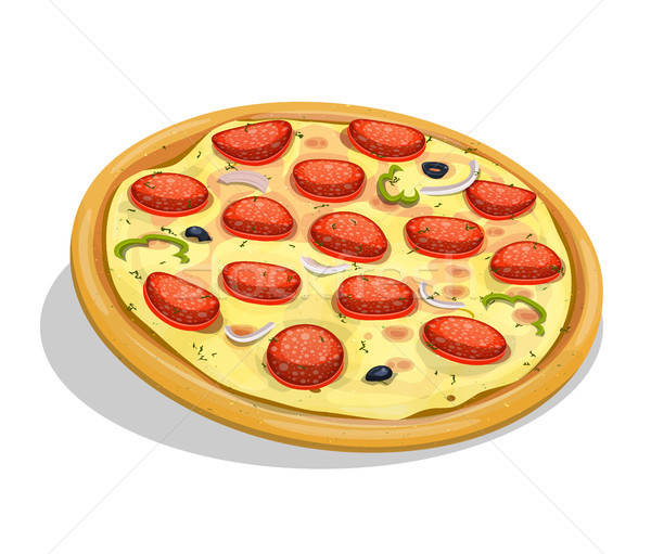 Pepperoni pizza illustration appétissant cartoon saucisse Photo stock © benchart