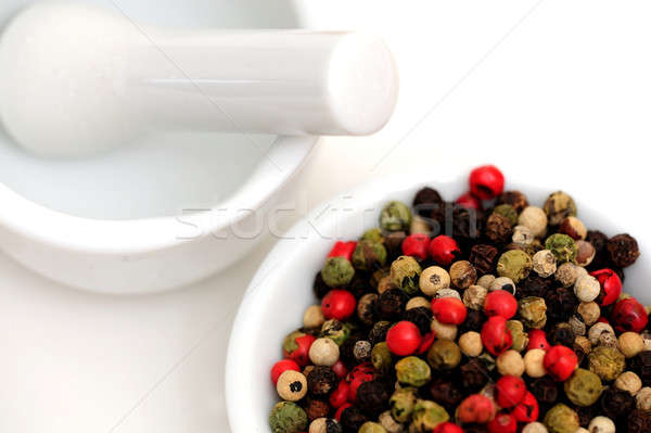 Peppercorns With Mortar And Pestle Stock photo © bendicks