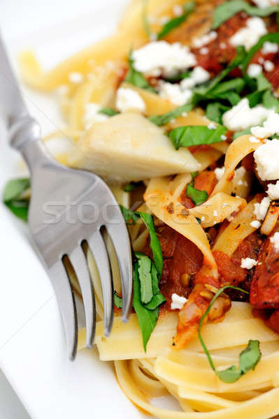 Fettuccini With Roasted Tomato And Basil Stock photo © bendicks
