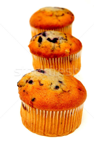 Trois muffins myrtille up rangée lumière [[stock_photo]] © bendicks