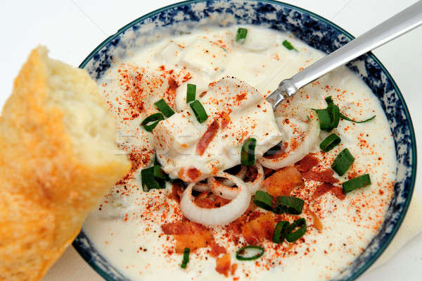 Clam Chowder And A Bread Roll Stock photo © bendicks