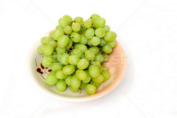 Raisins verts bol raisins céramique isolé blanche [[stock_photo]] © bendicks