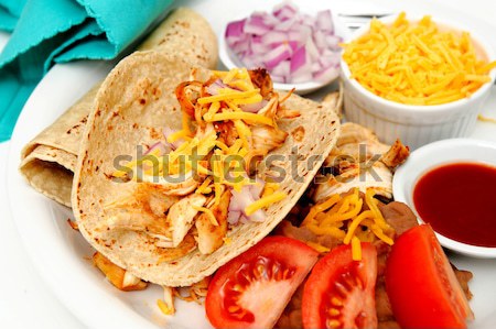 Chicken Tacos And Refried Beans Stock photo © bendicks