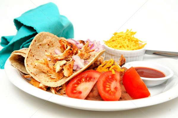 Huhn Taco gegrillt weiß Platte frischen Stock foto © bendicks