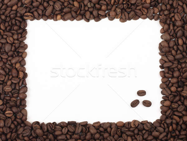 Koffie frame heerlijk koffiebonen witte textuur Stockfoto © bendzhik