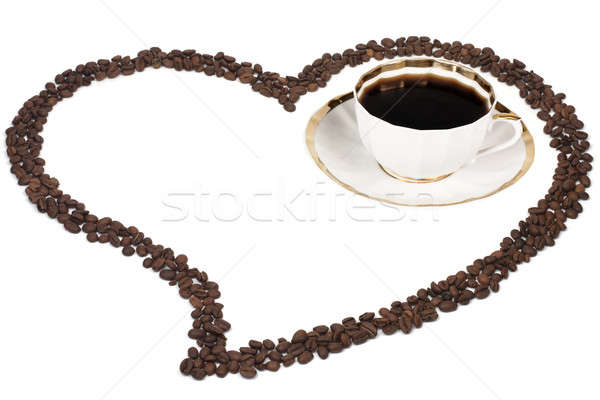 Café tasse de café coeur grains de café alimentaire amour [[stock_photo]] © bendzhik