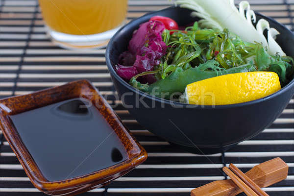 Sushis salade fond restaurant rouge plaque [[stock_photo]] © bendzhik