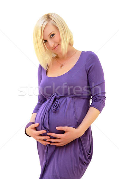 [[stock_photo]]: Femme · enceinte · studio · portrait · belle · jeunes · isolé