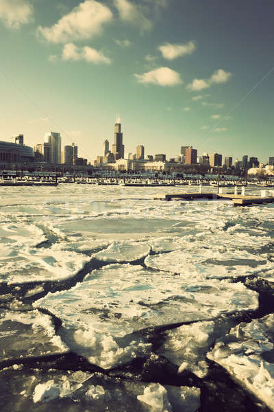 Iarnă Chicago centrul orasului Imagine de stoc © benkrut