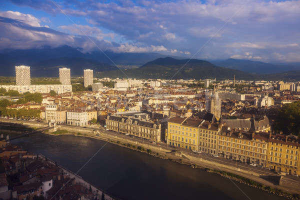 Grenoble architecture along Isere River Stock photo © benkrut