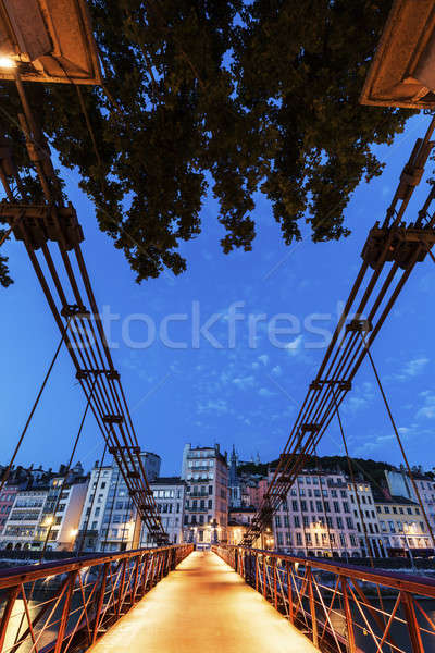 пешеходный мост Лион здании моста Сток-фото © benkrut