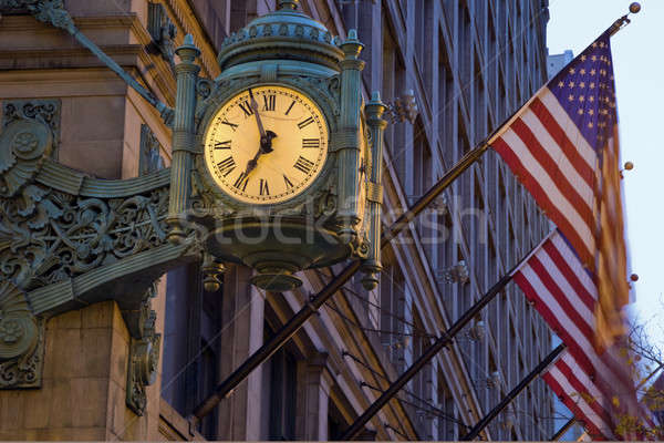 Old Clock and Flags Stock photo © benkrut