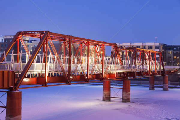 Red bridge in Des Moines Stock photo © benkrut