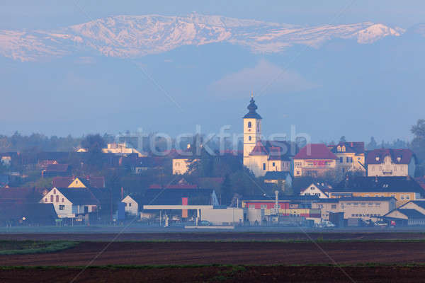 Panorama Graz miasta ulicy dziedzinie kościoła Zdjęcia stock © benkrut