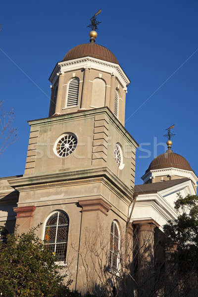 Kerk centrum South Carolina gebouw stad Blauw Stockfoto © benkrut