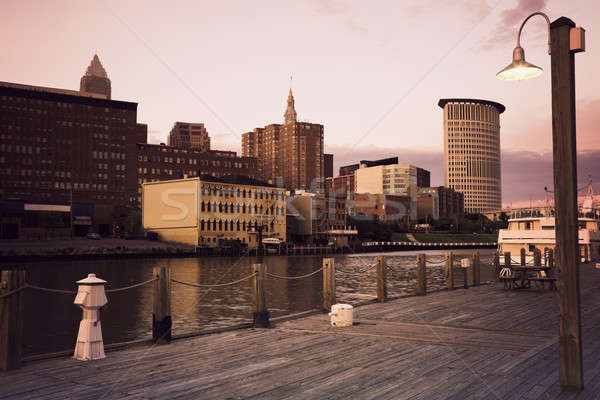 Cleveland during sunset Stock photo © benkrut