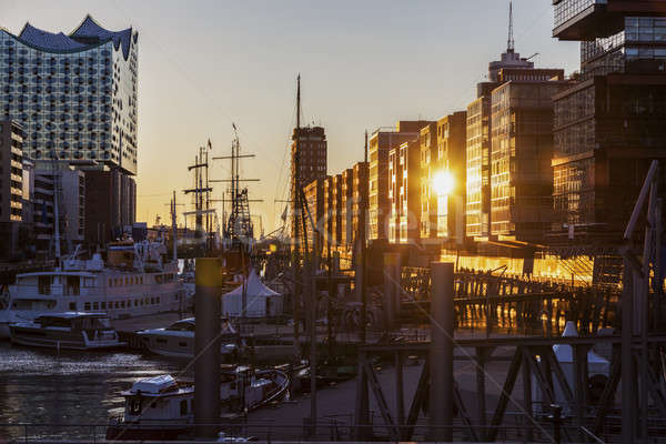 Гамбург архитектура закат Германия небе дома Сток-фото © benkrut