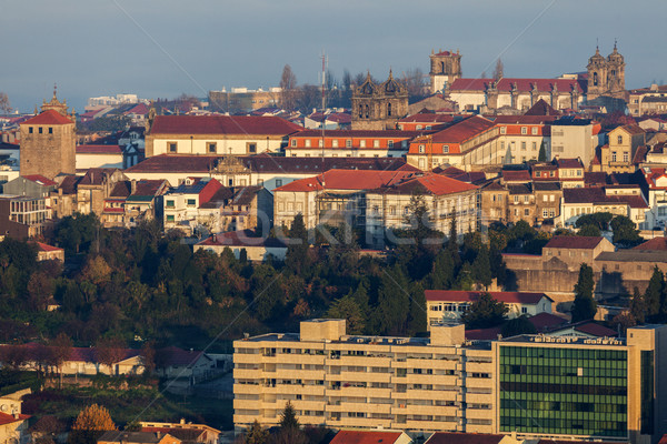 Panorama of Braga at sunrise Stock photo © benkrut