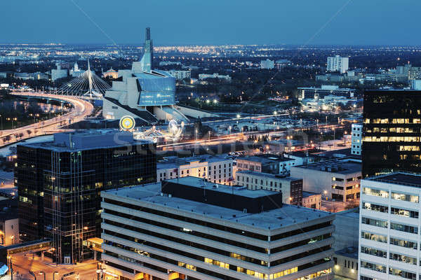 Winnipeg panorama at night Stock photo © benkrut