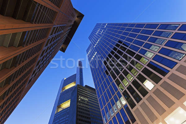 Modern építészet belváros Frankfurt égbolt város kék Stock fotó © benkrut