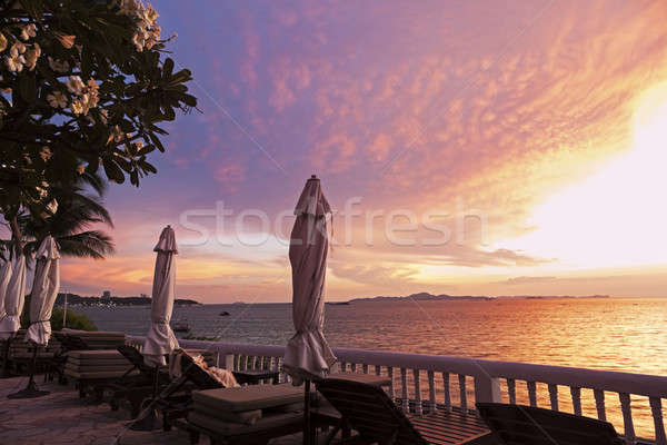 View on the Gulf of Thailand at sunset Stock photo © benkrut