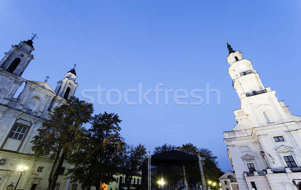 Church of St. Francis Xavier and City Hall, Kaunas Stock photo © benkrut