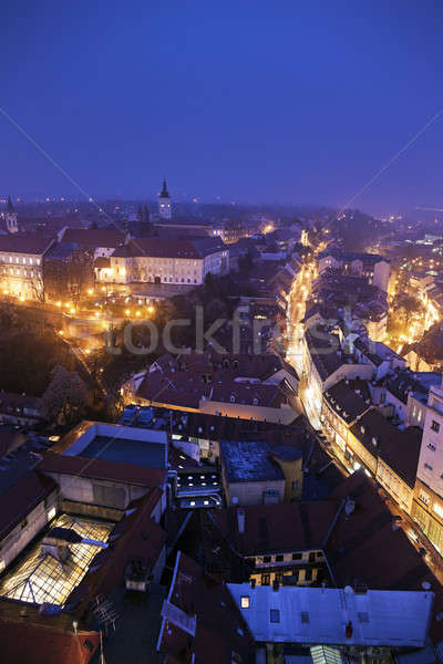 óváros Zágráb légifelvétel Horvátország város kék Stock fotó © benkrut