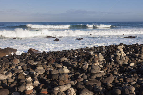 Stock photo: Stone piles on the beach in Puerto de la Cruz 