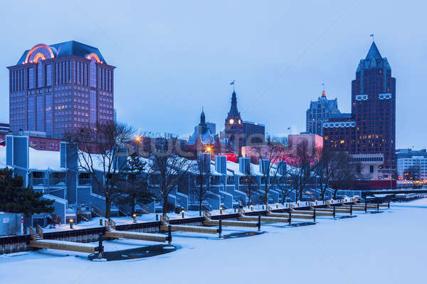 Tél idő épület hó kék utazás Stock fotó © benkrut