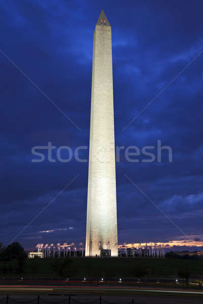 Washington Monument zonsondergang Washington DC gebouw USA Stockfoto © benkrut